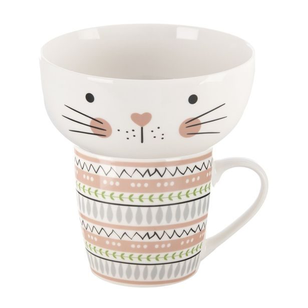 Hrnek s miskou kočka 0,35 l