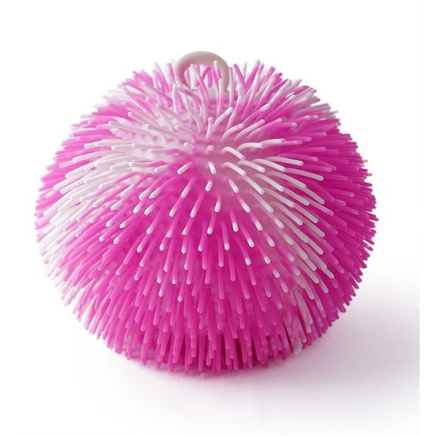 SPORTO Střapatý duhový míč se světlem - růžovo bílý