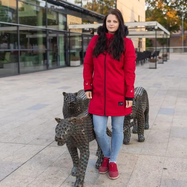 ESITO Dámský zimní softshellový kabát s beránkem Red