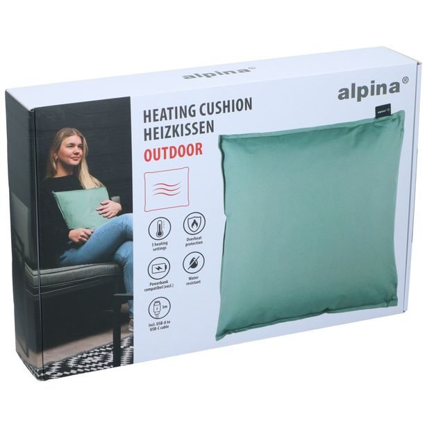 ALPINA Elektrický vyhřívaný polštář USB 40 x 40 x 14 cm světle zelená ED-244059