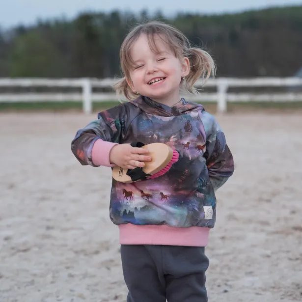 ESITO Dětská mikina s kapucí Horses - růžová