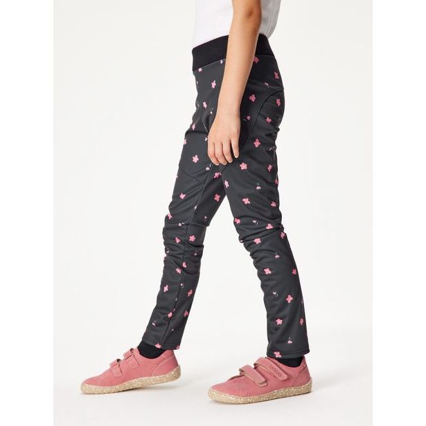 Unuo, Dětské softshellové kalhoty s fleecem pružné Sporty, Květiny