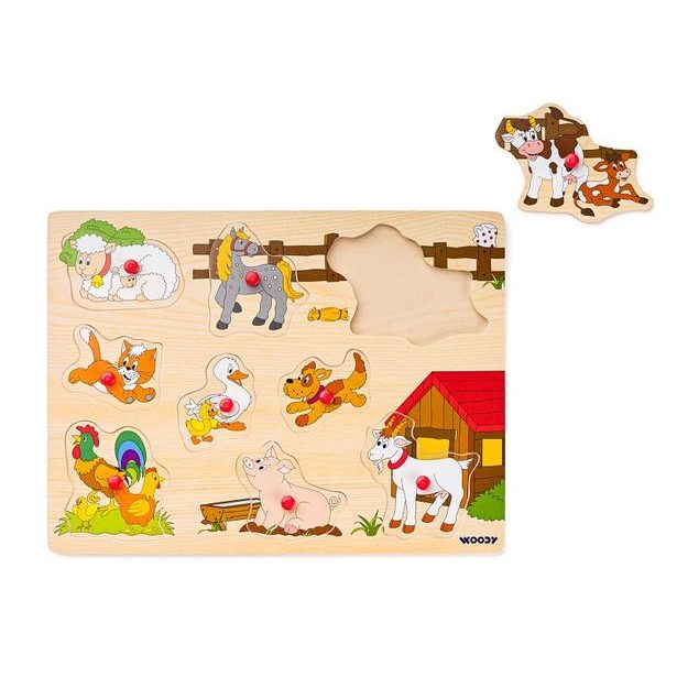 Puzzle na desce - zvířata u statku