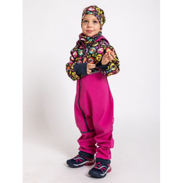 Unuo, Batolecí softshellová kombinéza s fleecem Mini, Fuchsiová, Kočka pes holka