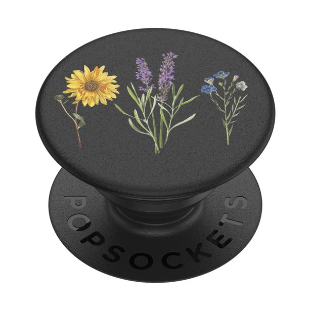 PopSockets PopGrip Gen.2, Vintage Garden Black, květiny na černém podkladu
