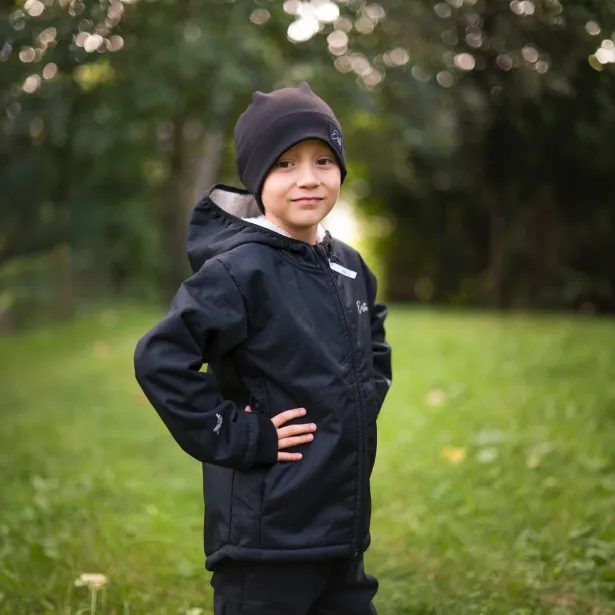 ESITO Dětská zimní softshellová bunda s beránkem Black - černá