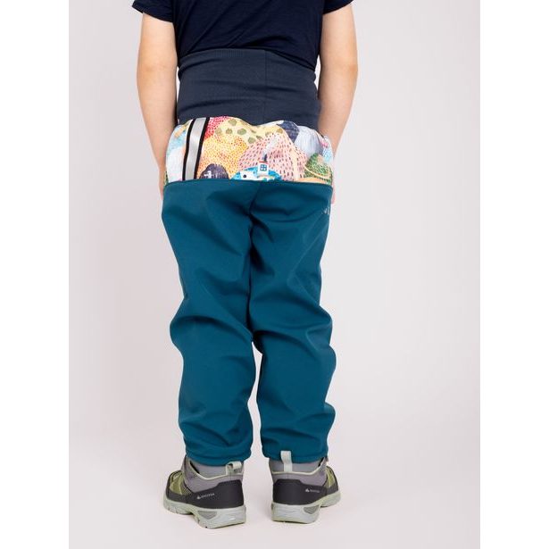 Unuo, Batolecí softshellové kalhoty s fleecem Basic, Kobaltová, Veselé kopečky