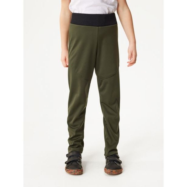 Unuo Dětské softshellové kalhoty s fleecem pružné Sporty, Khaki