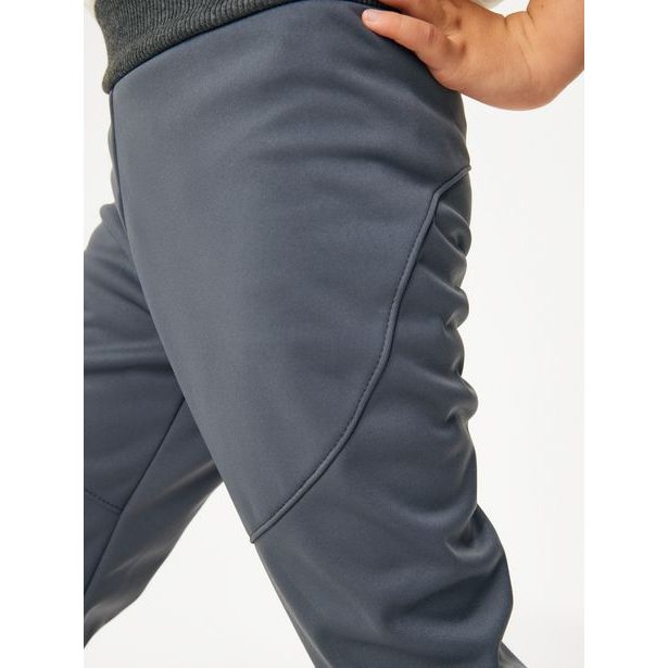 Unuo, Dětské softshellové kalhoty s fleecem pružné Sporty, Tm. Šedá