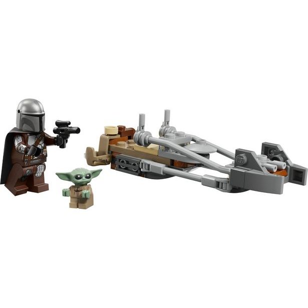 Mandalorian a Grogu a spídrová motorka
