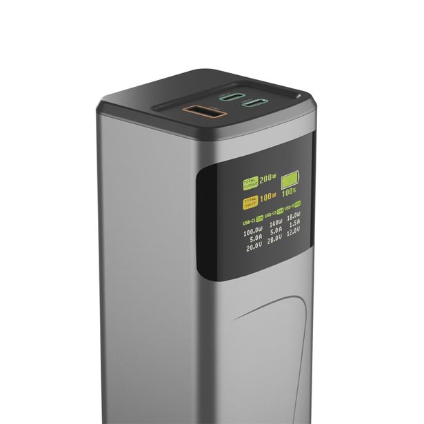 Hama High Power 200 W, powerbanka, 24000 mAh, 2x USB-C, 1x USB-A, PD, QC, displej