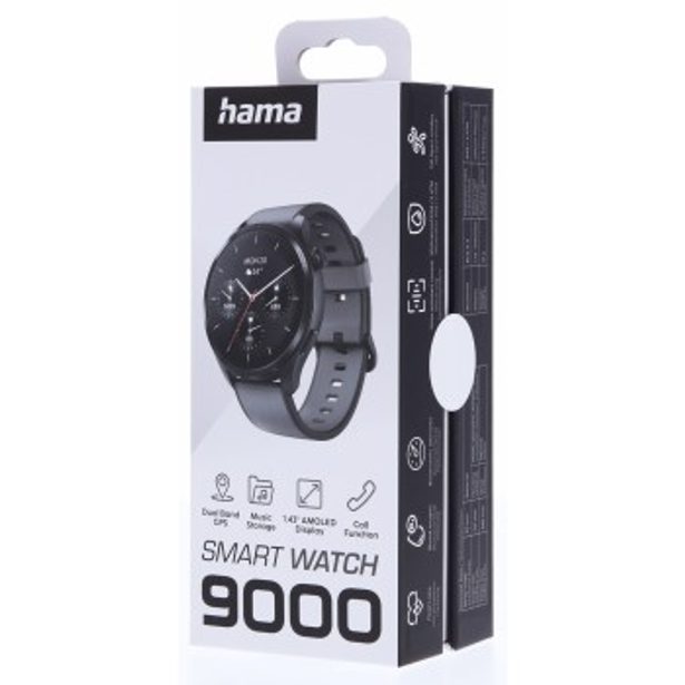 Hama 9000, smart hodinky, GPS, AMOLED 1,43", funkce telefonování, úložiště hudby, AI hlas. asistent