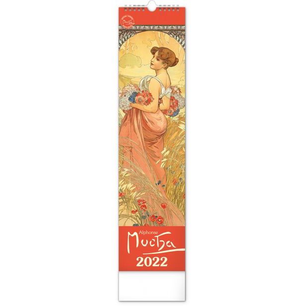 Nástěnný kalendář Alfons Mucha 2022, 12 × 48 cm Baagl