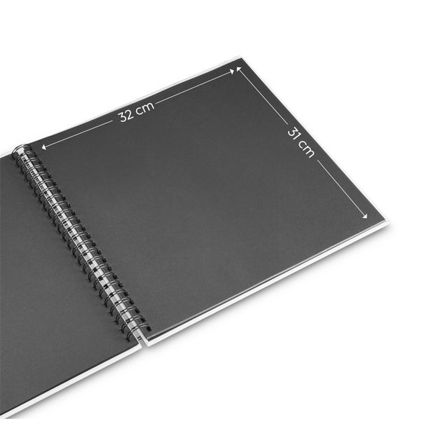 Hama album klasické spirálové FINE ART 36x32 cm, 50 stran, kamenná šedá, černé listy