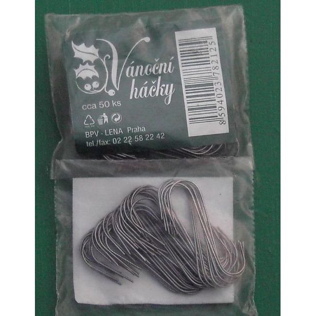 háček-50ks-krátký železný vánoční /100/