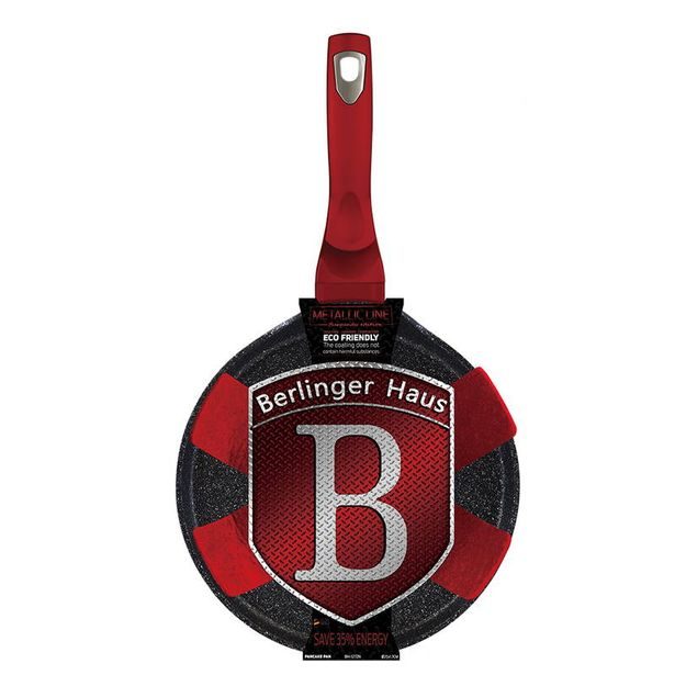 BERLINGERHAUS Pánev na palačinky s mramorovým povrchem 28 cm Burgundy Metallic Line BH-6179