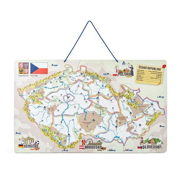 Magnetická mapa ČR s obrázky a společenská hra, 3 v 1