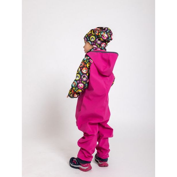 Unuo, Batolecí softshellová kombinéza s fleecem Mini, Fuchsiová, Kočka pes holka