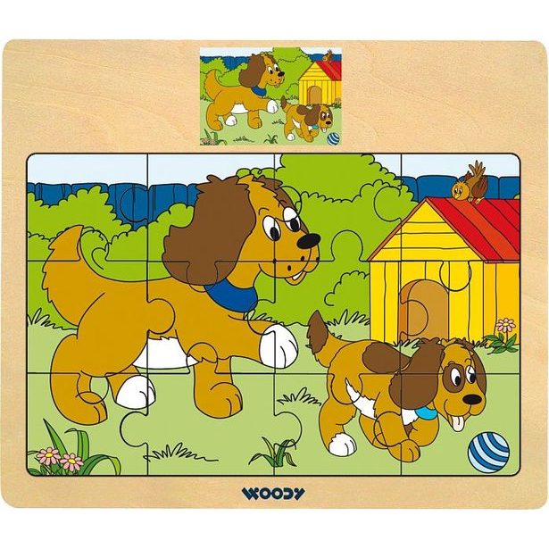 Disple. 12ks - Puzzle na doske "Mašinka" - zvieratá s mláďatami