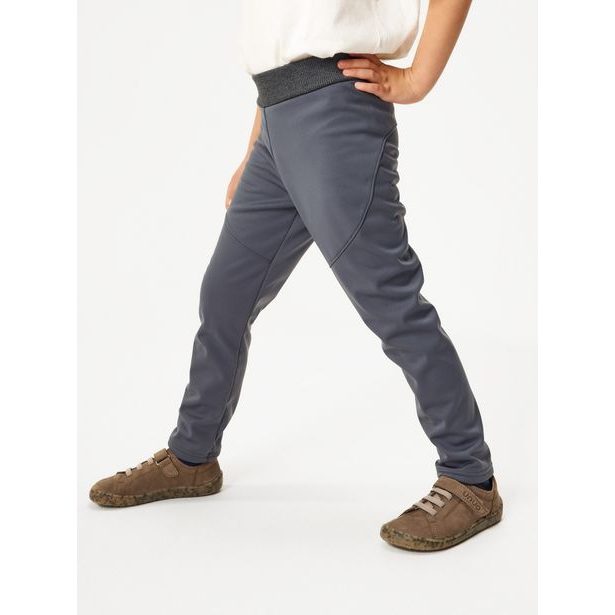 Unuo, Dětské softshellové kalhoty s fleecem pružné Sporty, Tm. Šedá