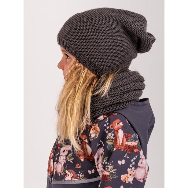 Unuo, Dětská čepice pletená Warm, Šedá
