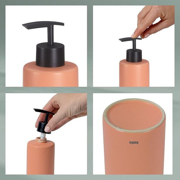KELA Dávkovač mýdla Matsi keramika broskvově růžová 300 ml KL-24087