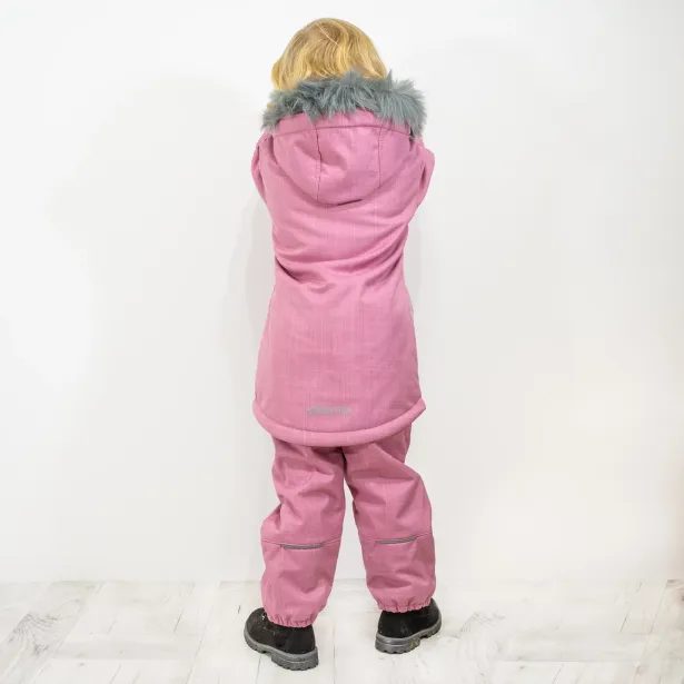 ESITO Dívčí zimní softshellový kabát s beránkem Antique pink