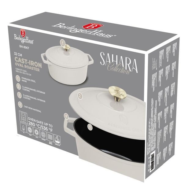 BERLINGERHAUS Pekáč litinový s poklicí 32 cm Sahara Collection BH-8967