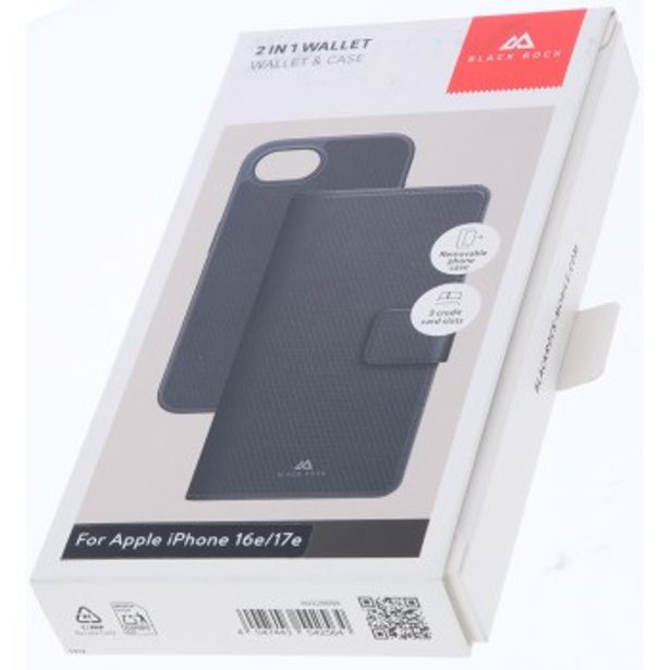 Black Rock 2-1 Wallet, pouzdro-knížka pro Apple iPhone 16e/17e, černé