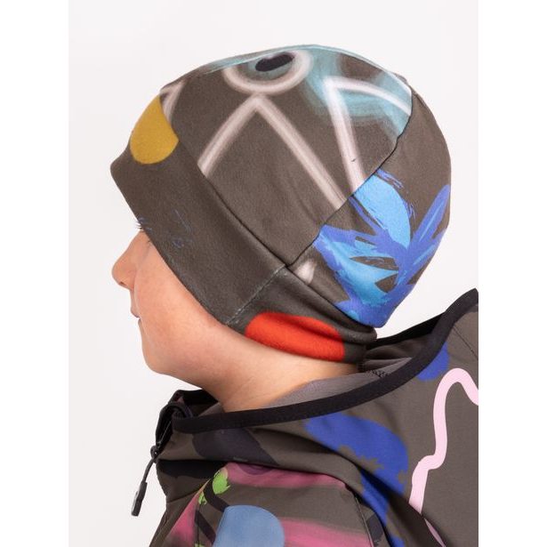 Unuo, Dětská čepice fleecová Sport, Khaki, Fantazie