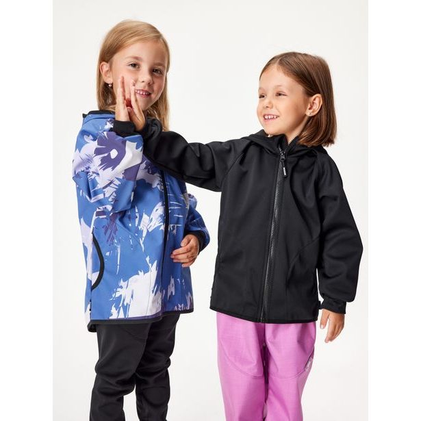 Unuo, Dětská softshellová bunda s fleecem pružná Basic, Černá