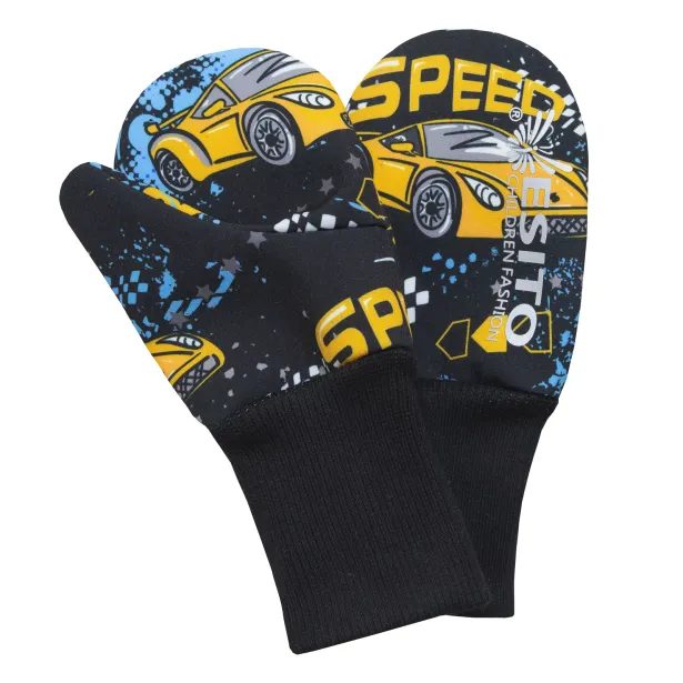 ESITO Palcové rukavice softshell Závoďáci - černá / 1 - 2 roky