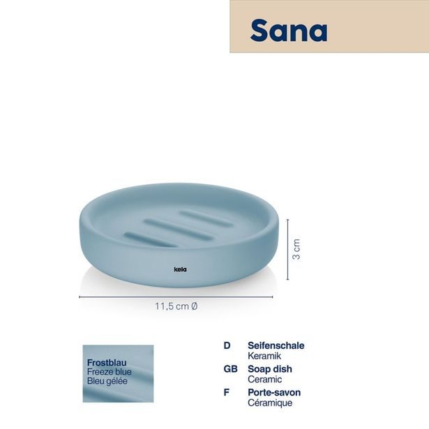 KELA Miska na mýdlo Sana průměr 11,5 x 3 cm modrá KL-24520