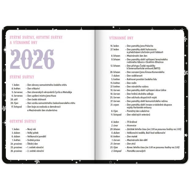 NOTIQUE Studentský diář Kuromi (září 2026 – prosinec 2027), 9,8 x 14,5 cm