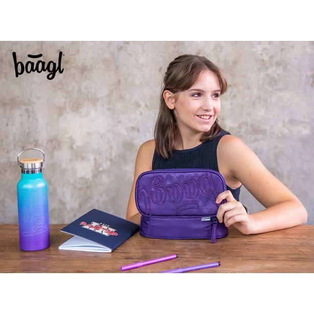 BAAGL SET 3 Coolmate Plum: batoh, penál, sáček