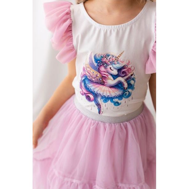 Dívčí blůzka s tylovým rukávem Lily Grey - unicorn