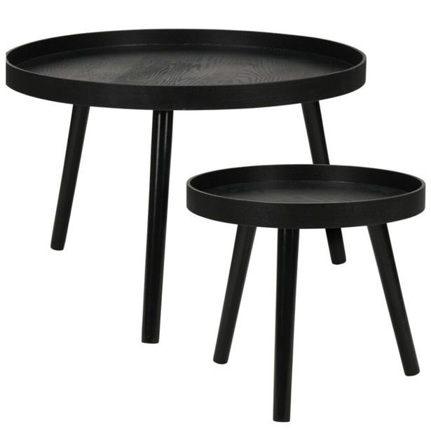 HOMESTYLING Odkládací stolek sada 2 ks borovice černá KO-KR8200300