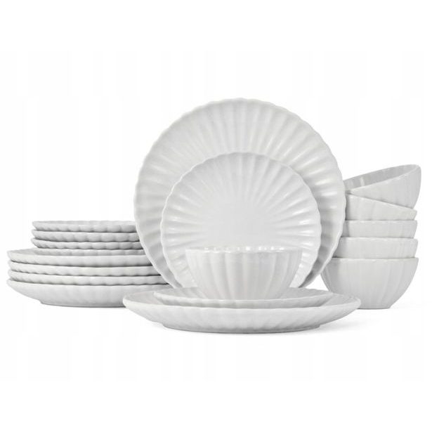 HIT Jídelní sada talířů porcelánová PEARL 18 ks bílá HT-24327901