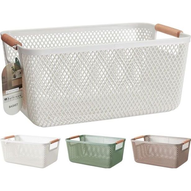 košík 36x23x16cm, 3barvy, plast, ucha Bambus