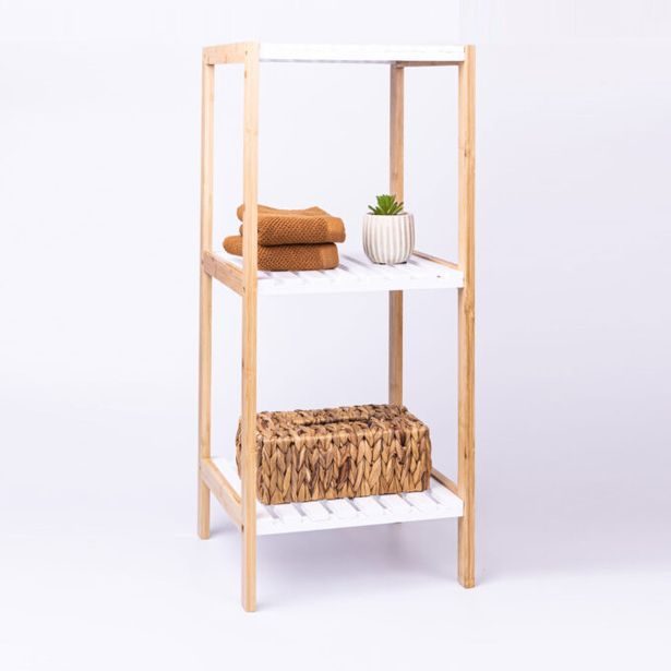 HOMESTYLING Policový regál do koupelny dřevěný 79 cm KO-784200930