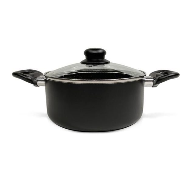 KITCHISIMO KASTROL SE SKLENĚNOU POKLICÍ NERO KITCHISIMO 20X9CM, 2,5L, NEPŘILNAVÝ POVRCH, SKLENĚNÁ POKLICE, ČERVENÁ ČERNÁ, INDUKČNÍ DNO,_hamashop