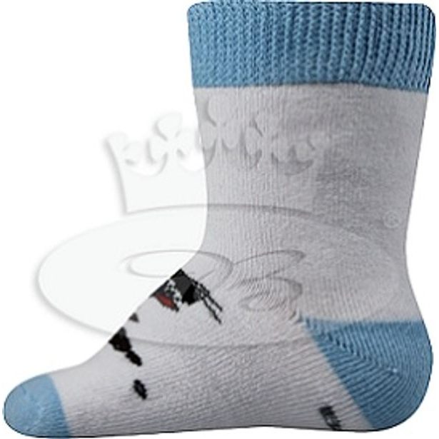 Klasické kojenecké ponožky Krteček froté - bílo-modrá; Velikost ponožek v cm: 12-14