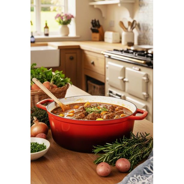 CS SOLINGEN Pekáč s poklicí litinový Xanten 36 x 22 cm červený CS-070052