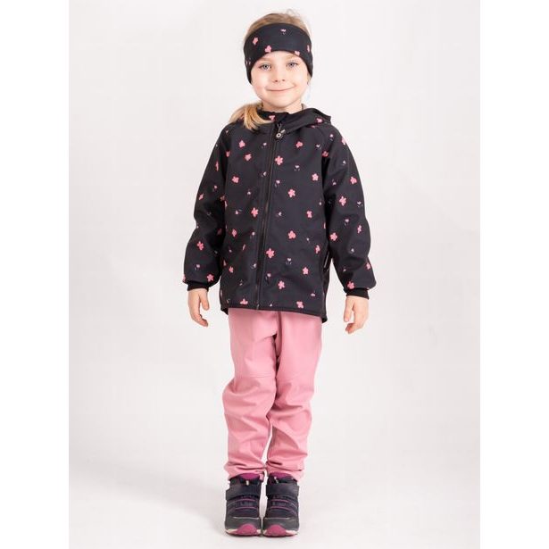 Unuo, Dětská čelenka fleecová Elise, Černá, Květiny