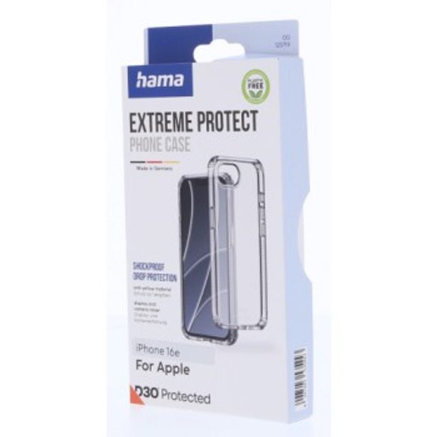 Hama Extreme Protect, kryt pro Apple iPhone 16e, materiál D3O, nežloutne, průhledný
