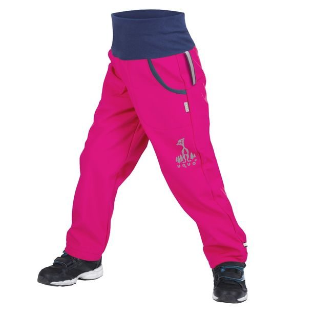 unuo softshellové kalhoty bez zateplení Fuchsiové + reflexní obrázek Evžen (Softshell kids trousers) (2)