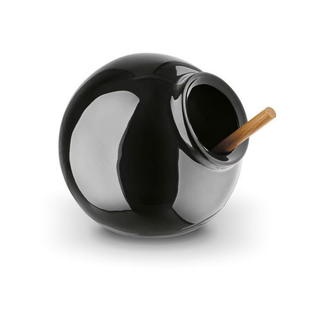 slánka 11x10cm+dř.lžička, 0,3l,černá, KönigHOFFER, DB, keramika