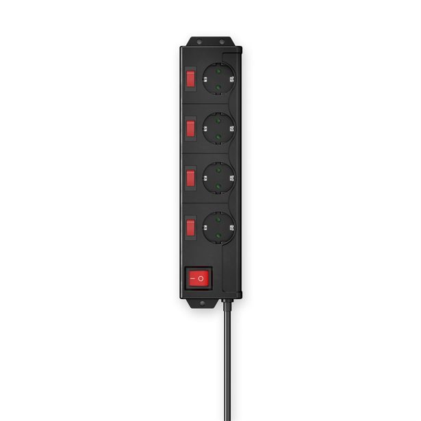 Hama prodlužovací přívod XL, 4 zásuvky schuko, 5 vypínačů, 1,4 m, černá