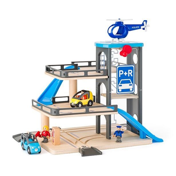 WOODY Garáž s autíčky a heliportem