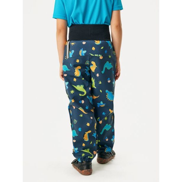 Unuo Dětské softshellové kalhoty s fleecem Basic, Dinosauři